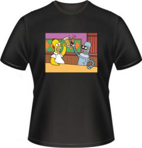 Бендер и Гомер ― Cartoon-Shirts.Ru